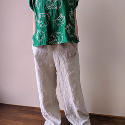 【訳ありな逸品】オーガニックコットンダブルガーゼ　刺繍ブラウス 4枚目の画像