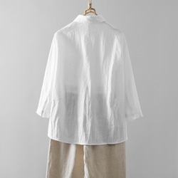 毎日、心地よく着られる実力派　リネンシャツブラウス　9分袖　230612-1 7枚目の画像