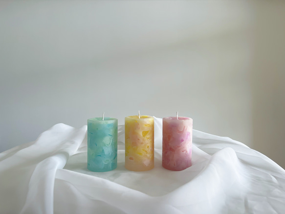 ajisai candle/紫陽花キャンドル/ナチュラルキャンドル/アロマキャンドル/キャンドル/3本セット 1枚目の画像