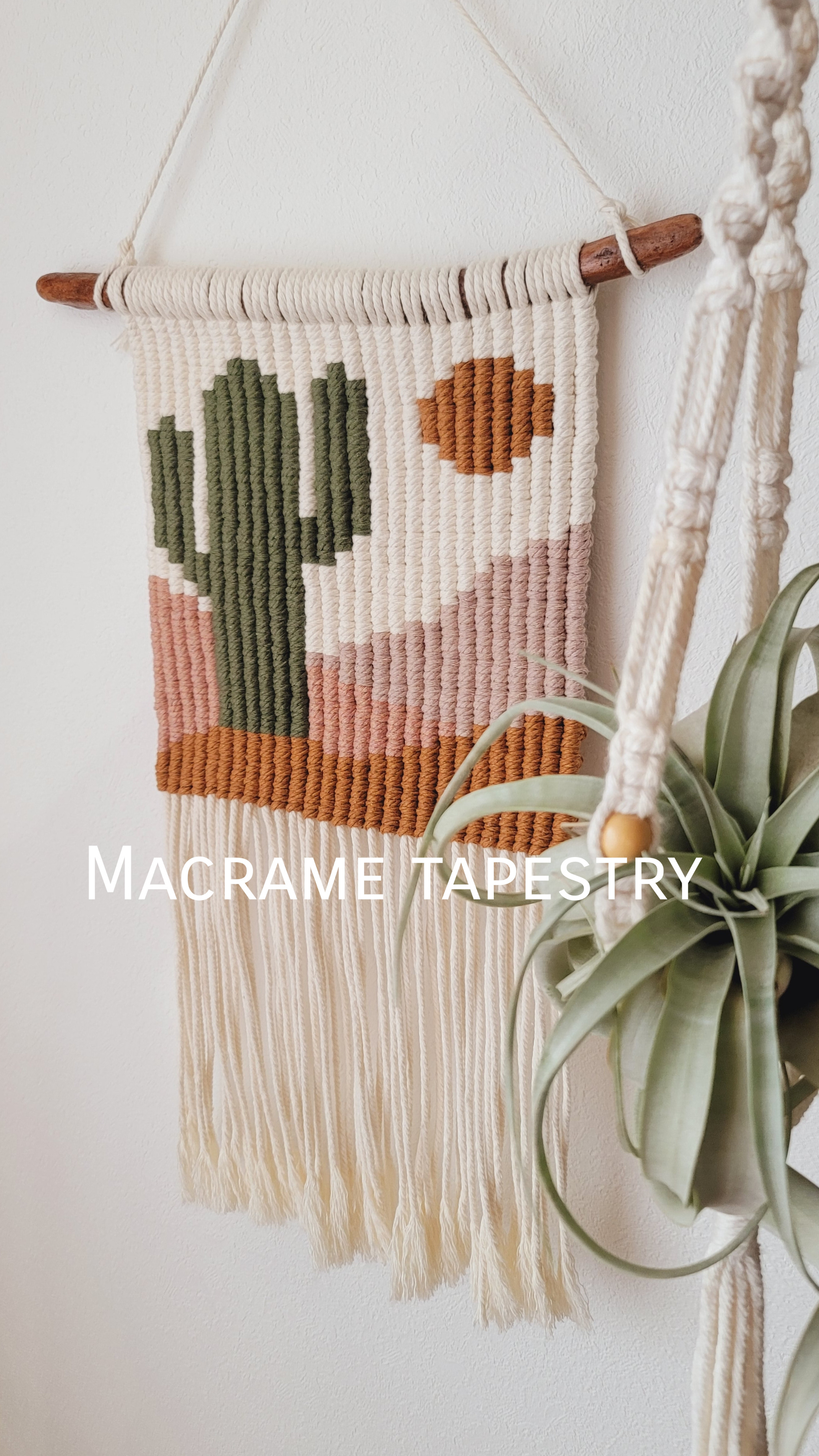 流木マクラメタペストリー☆サボテン その他インテリア雑貨 Macrame