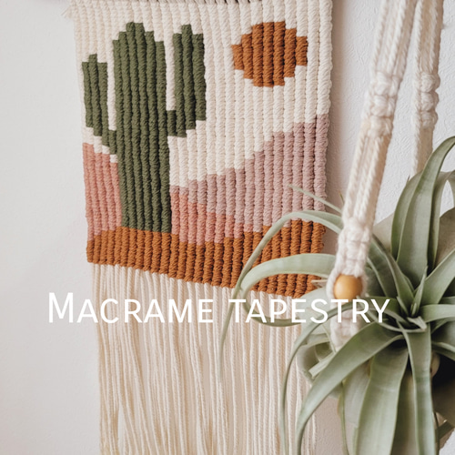 流木マクラメタペストリー☆サボテン その他インテリア雑貨 Macrame