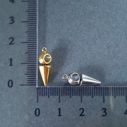 [2pcs] オールステンレス製 スパイク コーン 円錐 チャーム まる付き 小 サージカル ステンレス 金属アレ 4枚目の画像