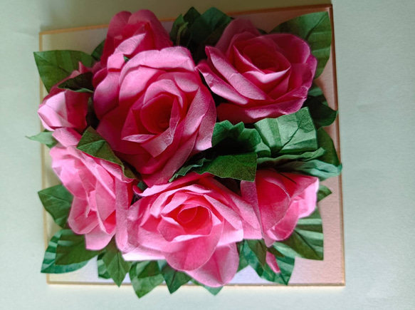 和紙の折り紙フラワー(ピンク薔薇) 2枚目の画像
