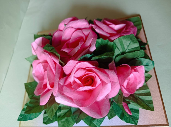 和紙の折り紙フラワー(ピンク薔薇) 3枚目の画像