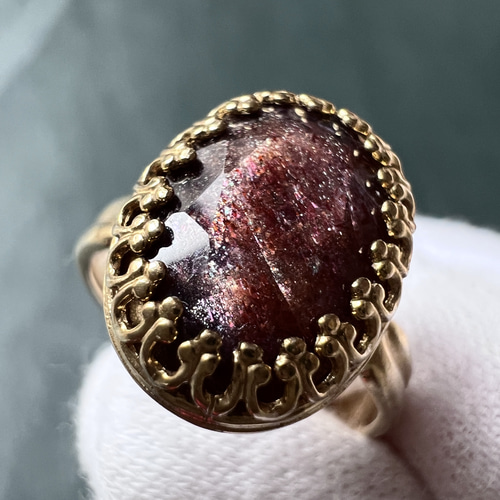 真鍮☆大粒☆宝石質ブラッドショットアイオライトAAA-☆11〜18号