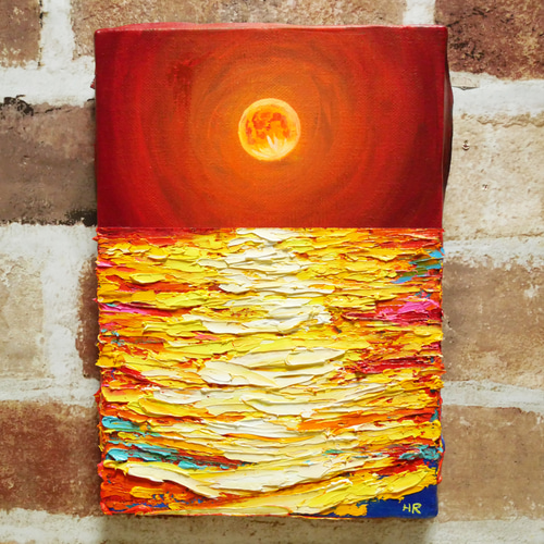 油絵 絵画 オレンジの月 【B4】 【公式通販】