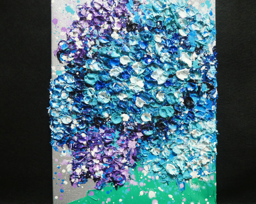 油絵 油彩 油彩画 絵 絵画【梅雨に咲く紫の花】 絵画 HR 通販