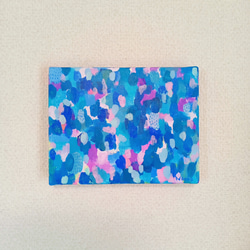 アート『花瓶と青い花』アクリル絵 原画 絵画 サイズ約26.8