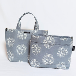 紫陽花グレーの2Wayバッグインバッグ（ナスカン付き）　 3枚目の画像