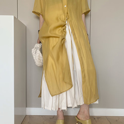 【新作再販】紐付き半袖シアーロングシャツワンピース23007YEF 7枚目の画像