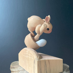 【木彫り】餅月兎（もちつきうさぎ）【受注制作】 4枚目の画像