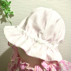 ベビーちゃんセットアップ&チューリップ帽子ぽんぽんミモザのお花パステルピンク 5枚目の画像