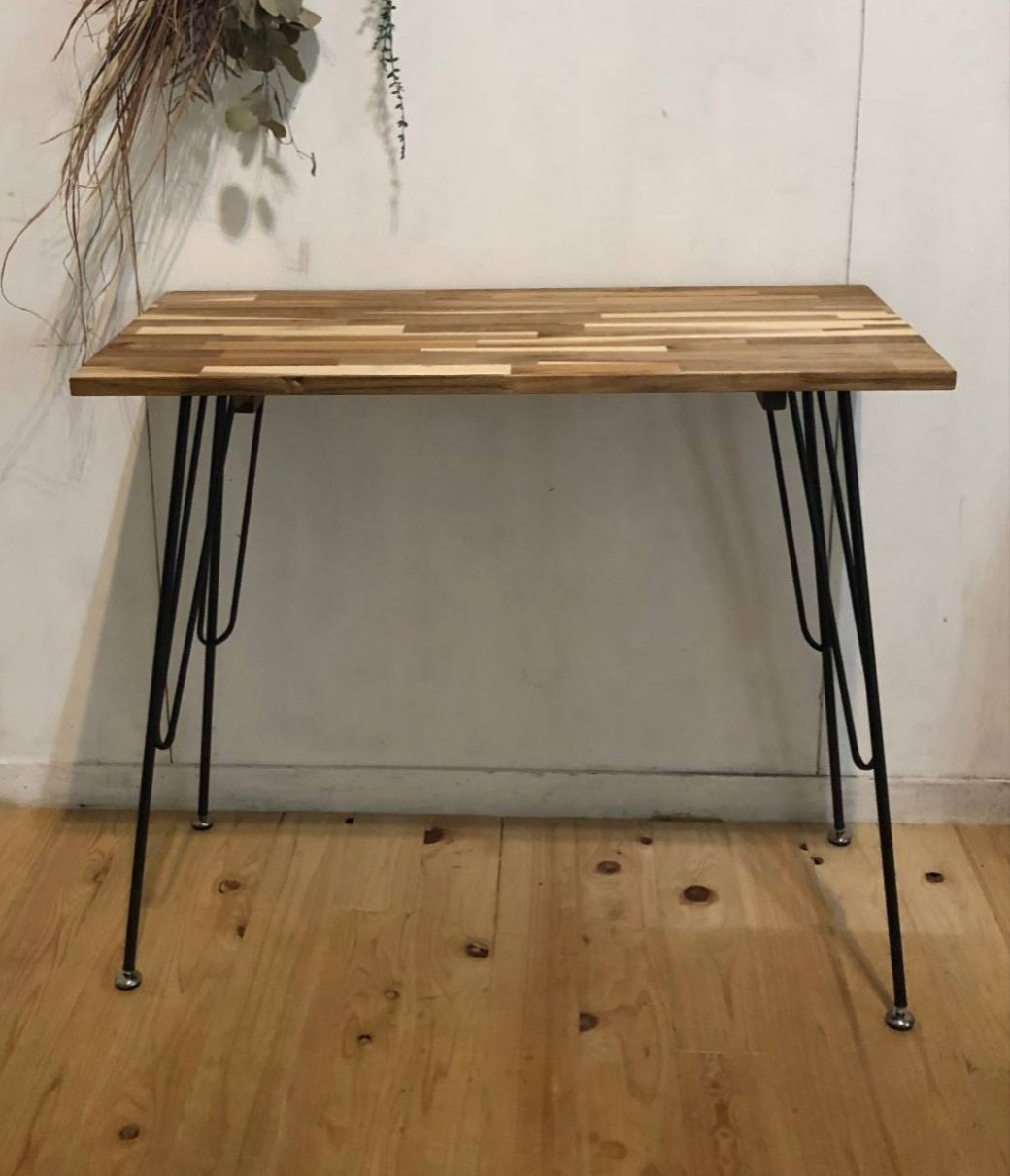 アカシアと鉄脚の机　無着色　90cm×45cm  H75.5cm　アイアンレッグ　iron
