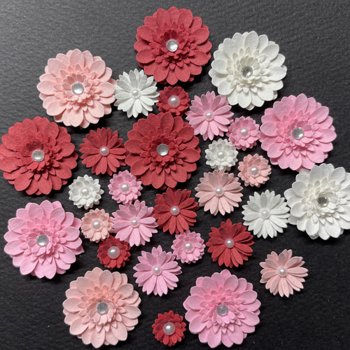 ペーパークラフト*ガーベラと小さなお花達セット*ピンク系 ペーパークラフト*ガーベラと小さなお花達セット*ピンク系