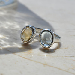 ソーダ水とレモネードのフォークリング　Blue Topaz & Citrine Quartz 2枚目の画像