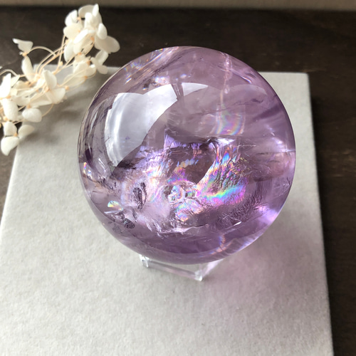 虹入り！透明感抜群！高品質⭐︎アイリスアメジストスフィア