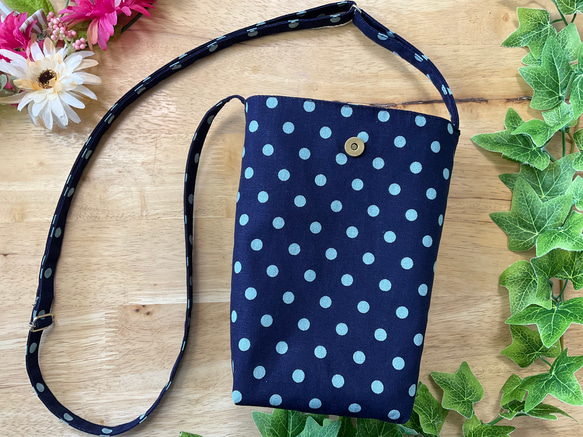 [Walking Pochette] Pop Colorful Dot Navy✖️Blue Strap Length Adju 第3張的照片