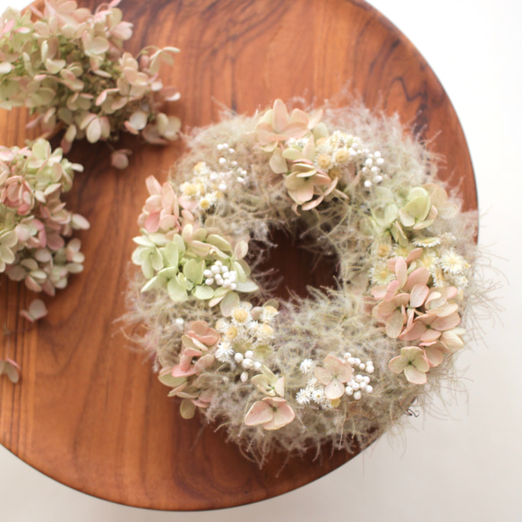 スモークツリーと紫陽花のミニリース ドライフラワー amijus 通販