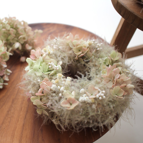 スモークツリーと紫陽花のミニリース ドライフラワー amijus 通販