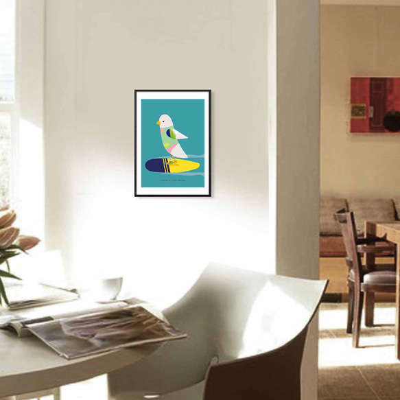 スニーカーでサーフィン　イラスト　ポスター　A4 A3 A2 A1　アートポスター　（アート　sei　新着順）1530鳥 4枚目の画像