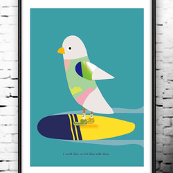 スニーカーでサーフィン　イラスト　ポスター　A4 A3 A2 A1　アートポスター　（アート　sei　新着順）1530鳥 1枚目の画像