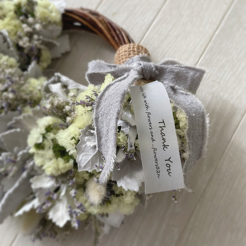 淡い色スターチスのリース リース flower32n 通販 16076593｜Creema