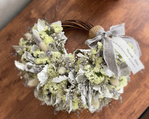 淡い色スターチスのリース リース flower32n 通販 16076593｜Creema