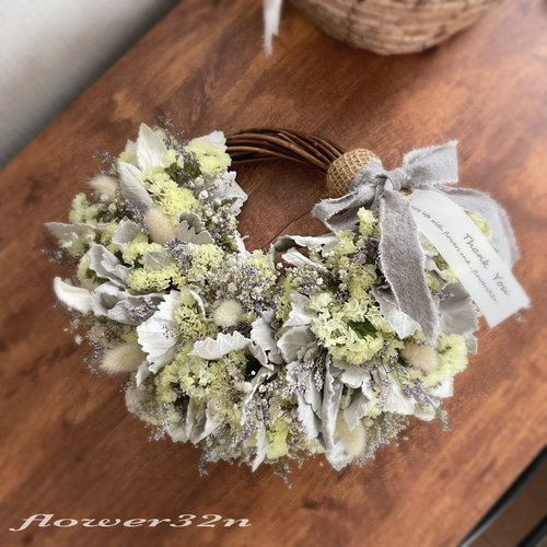 淡い色スターチスのリース リース flower32n 通販｜Creema(クリーマ  
