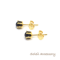 人気⭐︎再販多数456【モリオン】天然石一粒ピアス＊4.5mm 3枚目の画像
