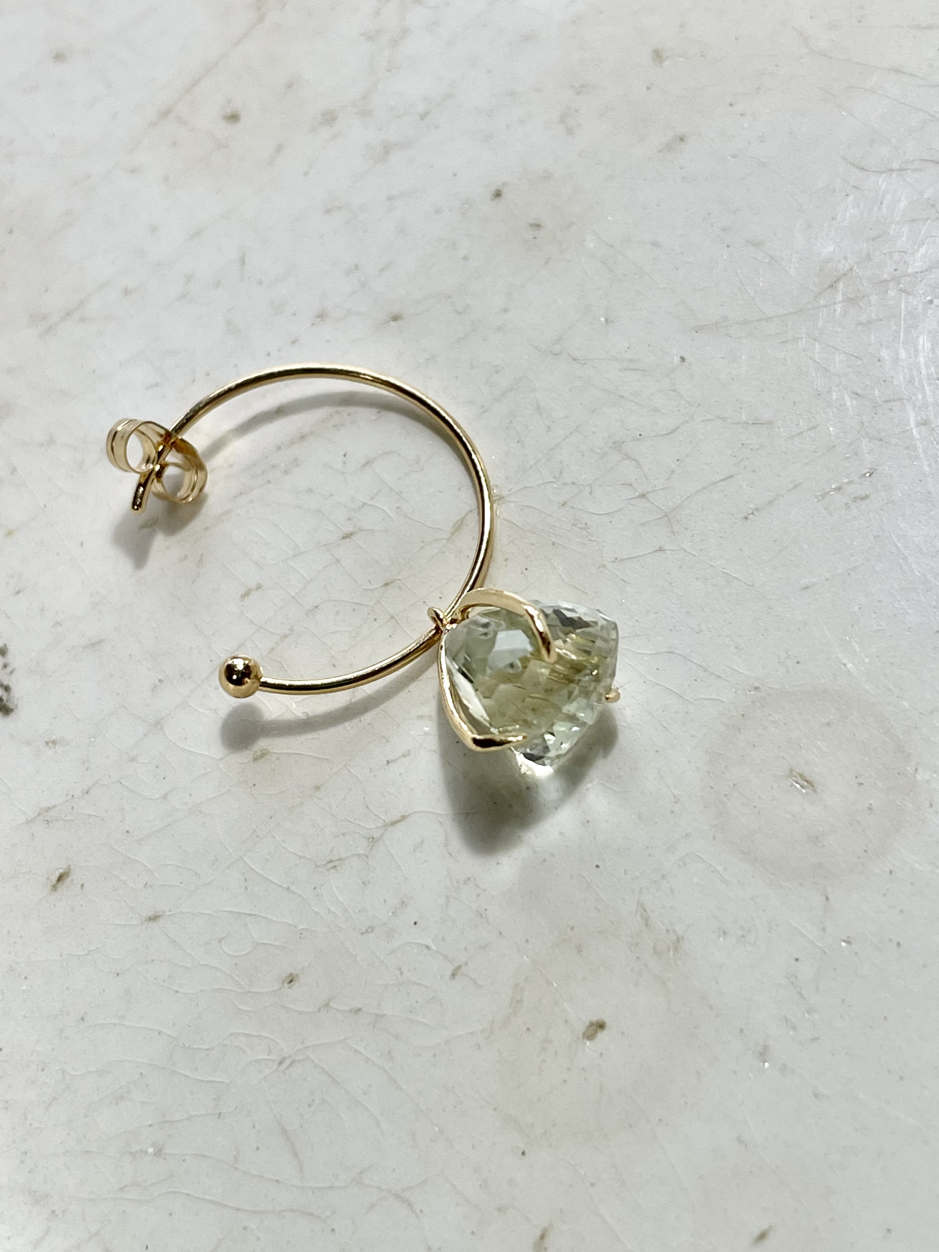 SV925✴︎ピラミッドストーンフープピアス✴︎天然石✴︎グリーンアメジスト✴︎