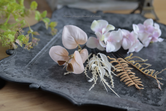 アンスリウムと薔薇のヘッドドレス　ヘアアクセサリー　ウェディング　結婚式　成人式　袴　前撮り　リゾ婚　ハワイ挙式　造花 9枚目の画像