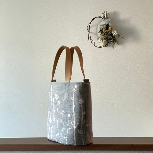 ハンドメイド　トートバッグ　ミナペルホネン　choucho noppara ハンドメイド 肩がけトートバッグ ミナペルホネン*choucho＋noppara