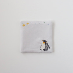 ペンギンの天体観測　刺繍コースター　1枚単位 2枚目の画像