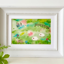 N1168ハッピーバレンタインと春桜 大サイズ 水彩画