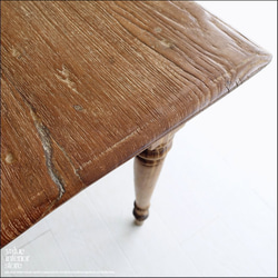 チーク無垢材 ヴィンテージデスクAnq10 机 ダイニングテーブル 什器 古材家具 一点物 表面再仕上済 世界三大銘木 6枚目の画像