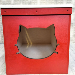 《受注生産C19》猫ハウス リメイク 寝床 猫カフェ ハンドメイド 木箱 木製 4枚目の画像