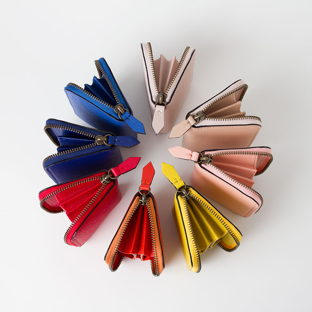 [送料無料]<高級フランスカーフレザー>気分が上がるマルチユースな上質コンパクト ラウンド ウォレット財布