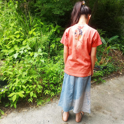 〘20％off sale〙草木染めmoon kid's T-shirt*月星キッズTシャツ／茜染め半袖　150size 8枚目の画像