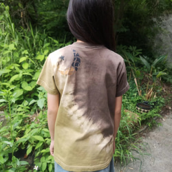 〘20％off sale〙草木染めmoon kid's T-shirt*月星キッズTシャツ／茜染め半袖　150size 1枚目の画像