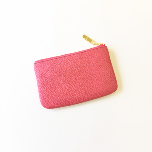 ミニ財布にもなる本革マルチケース(チェリーピンク)ミニ化粧ポーチ