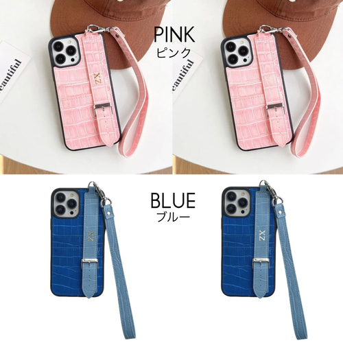 便利なリストラップ&カードポケット付♡9色のケースから選べる♪名入れ