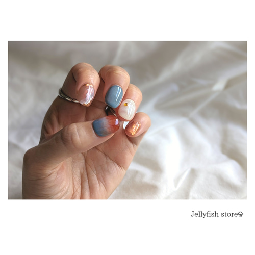 ネイルチップオーダー フルーツネイル マグネットネイル オレンジ オーロラ ネイルチップオーダー フルーツネイル マグネットネイル オレンジ オーロラ