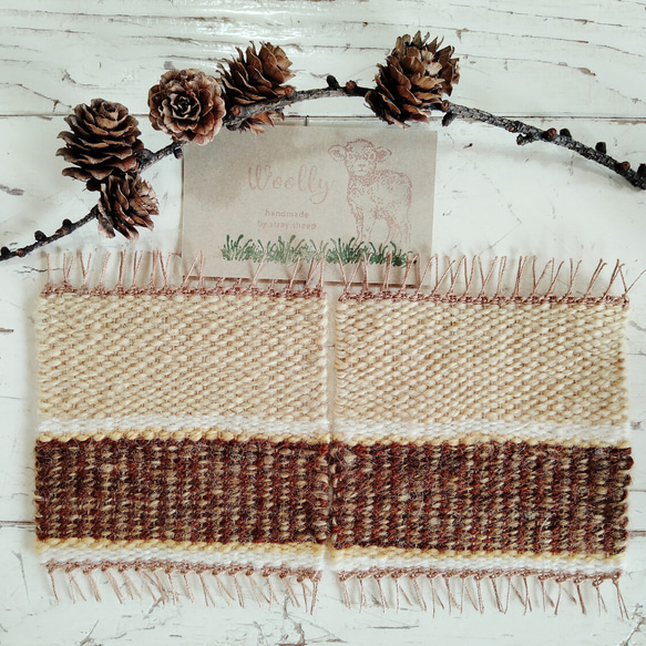 手紡ぎ糸・草木染めのコースター/吸水速乾ウール 2枚目の画像