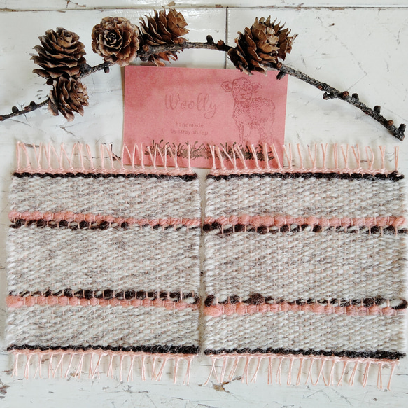 手紡ぎ糸・草木染めのコースター/吸水速乾ウール 2枚目の画像