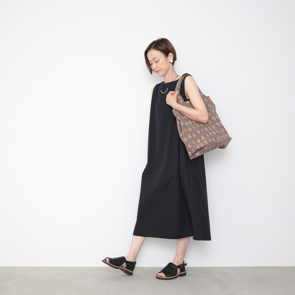 夏のお出かけセット4 / kamisun one piece black  and kinchaku bag 3枚目の画像