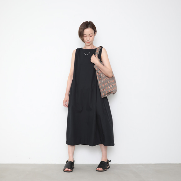 夏のお出かけセット4 / kamisun one piece black  and kinchaku bag 1枚目の画像