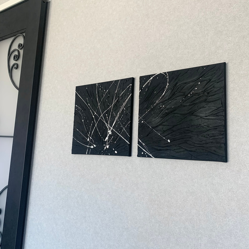 モダンアート　24×24㎝　2枚set  テクスチャーアート　現代アート モダンアート 24×24㎝ 2枚set テクスチャーアート 現代アート