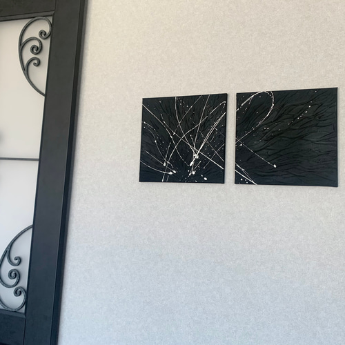 モダンアート　24×24㎝　2枚set  テクスチャーアート　モノトーン モダンアート 24×24㎝ 2枚set テクスチャーアート モノトーン