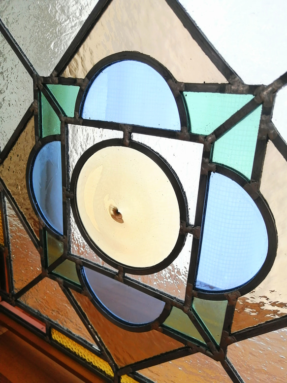 花十字　送料無料　ステンドグラス　次の世代へ受け継げる　本物のステンドグラスパネル　窓 8枚目の画像