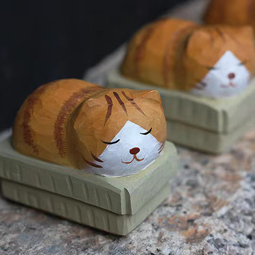 手作り木彫り置物 ダンボール猫 橘猫 その他インテリア雑貨 Yuen Home